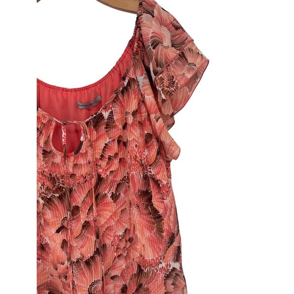 Signature By Larry Levine Woman Floral Blouse 3X plus peach Short Sleeve - Picture 5 of 5